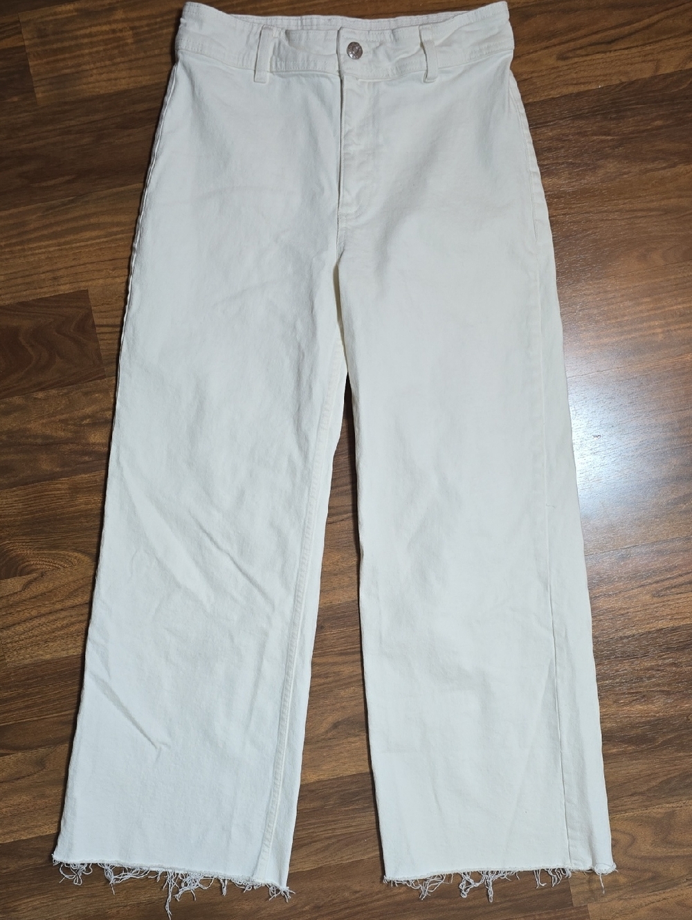 MNG Mango Catherine Frayed High Waist Wide Leg Culotte Jeans